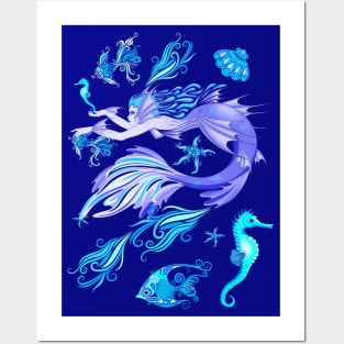 Mystic Mermaid Fairy Purple Creature Posters and Art